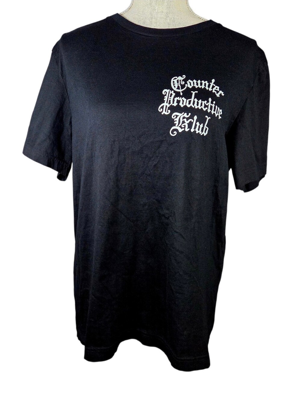 H&M Counter Productive Klub Mens Medium Black -Short Sleeve -Graphic Print Tee